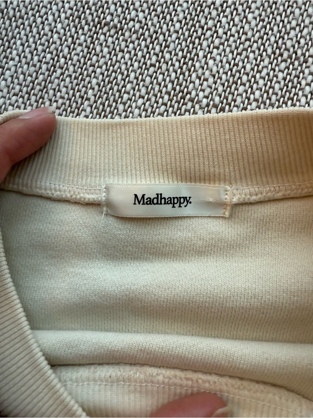 Madhappy Cream Crew Sweatshirt with Black Script Logo - Picture 3 of 3